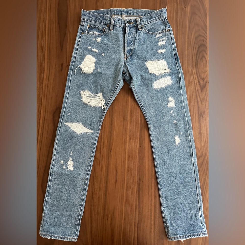 Kith x Ones Stroke Light Blue Distressed Straight Jeans